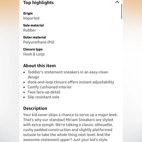 Carter's- toddler size 6 skater shoe unisex Blush Cream Kid Sneakers Miriam baby - Picture 12 of 16